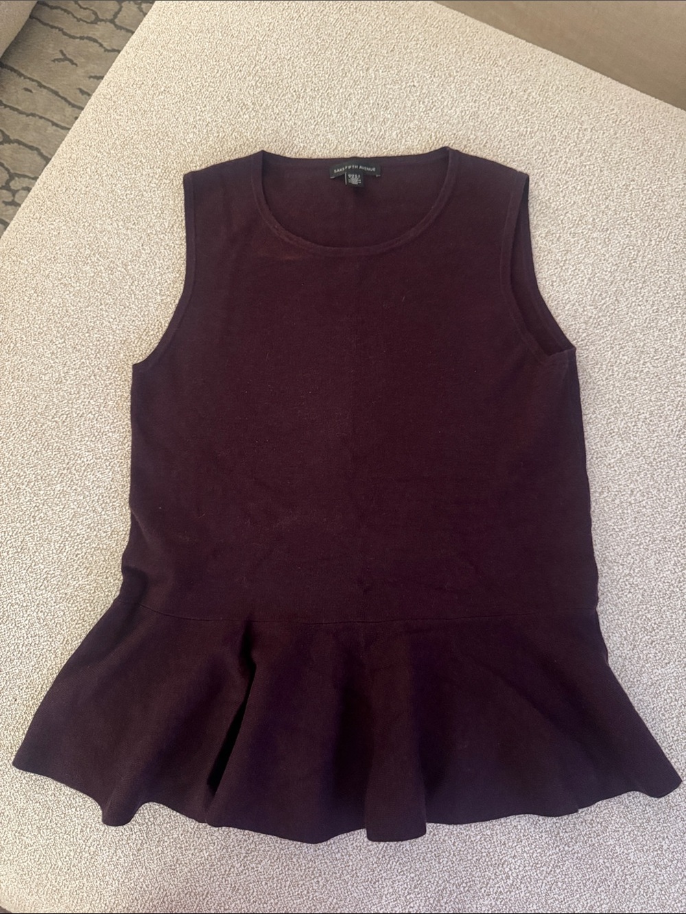 Saks 5th Avenue Sleeveless Peplum Tank in Plum